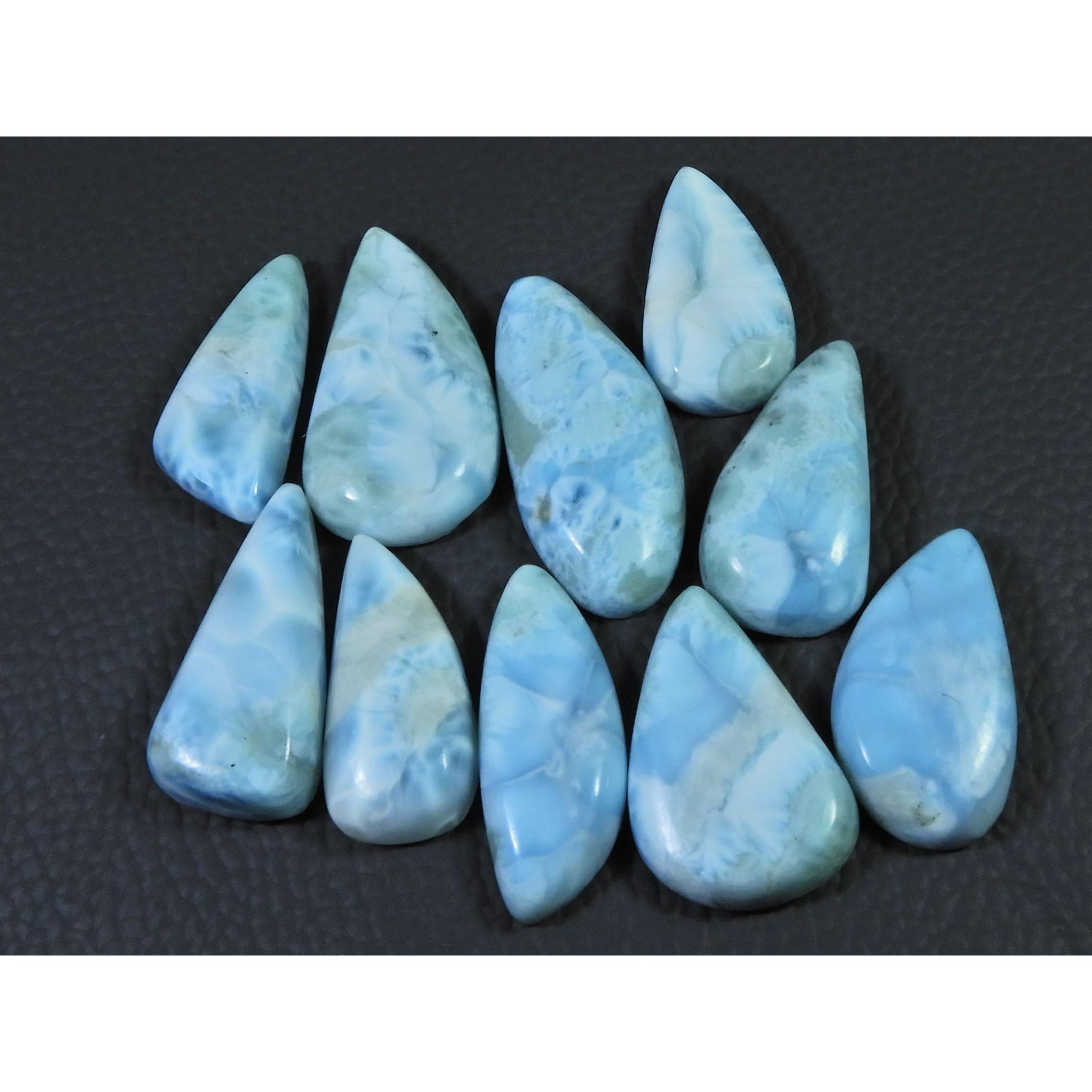 242Cts. Натуральный Ларимар Пектолит Фантазийный Кабошон Свободный Драгоценный Камень Лот 10 шт. C-855