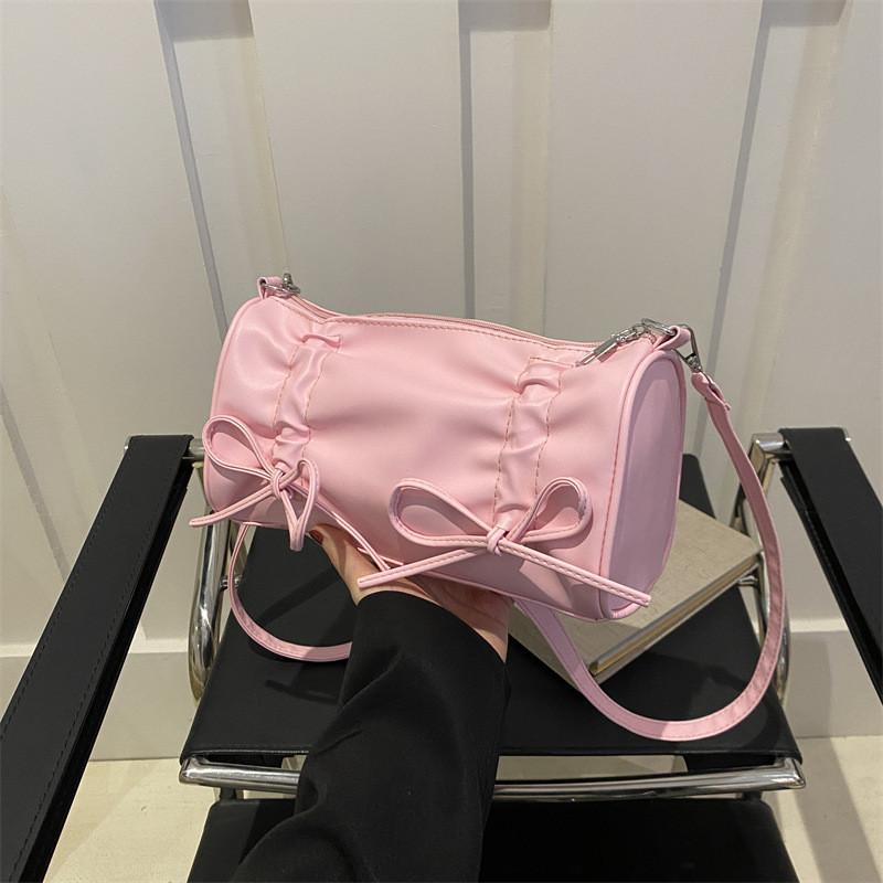 Chic Pu Leather Shoulder And Crossbody Bag With Bowknot For Women In Trendy Spring 2024 Design