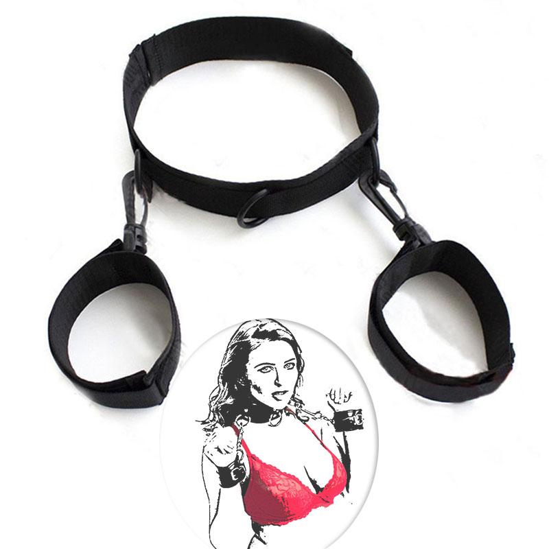 Collar Hand Restraint Slave Game Handcuffs Neck Collar Fetish Bondage Sex Toys Neck Cuff Couple Flirting SM Bondage Sextoy Shop