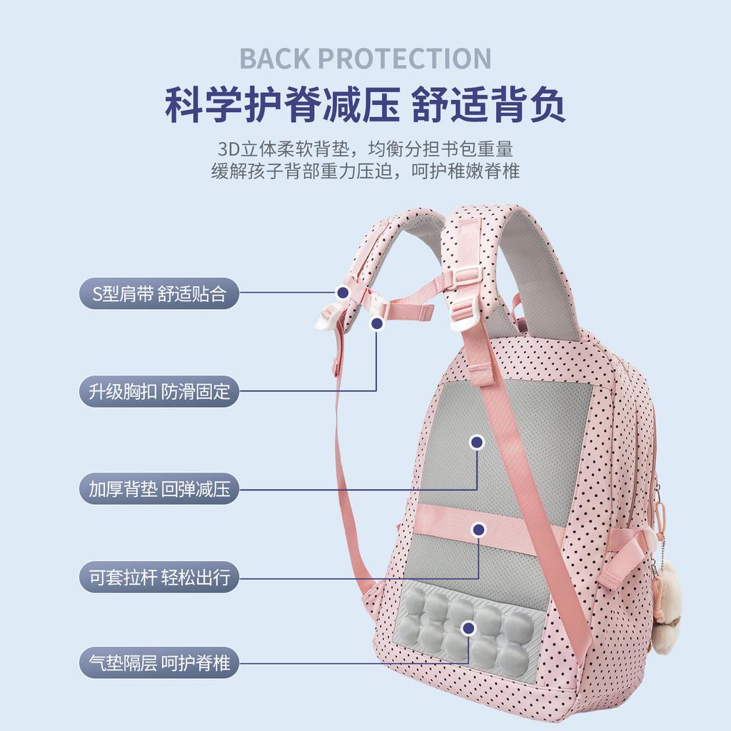 Schoolbag School Bag Junior High School Girls Ins Polka Dot Backpack High School Students Large Capacity Computer Bag Burden Reduction Ridge Backpack