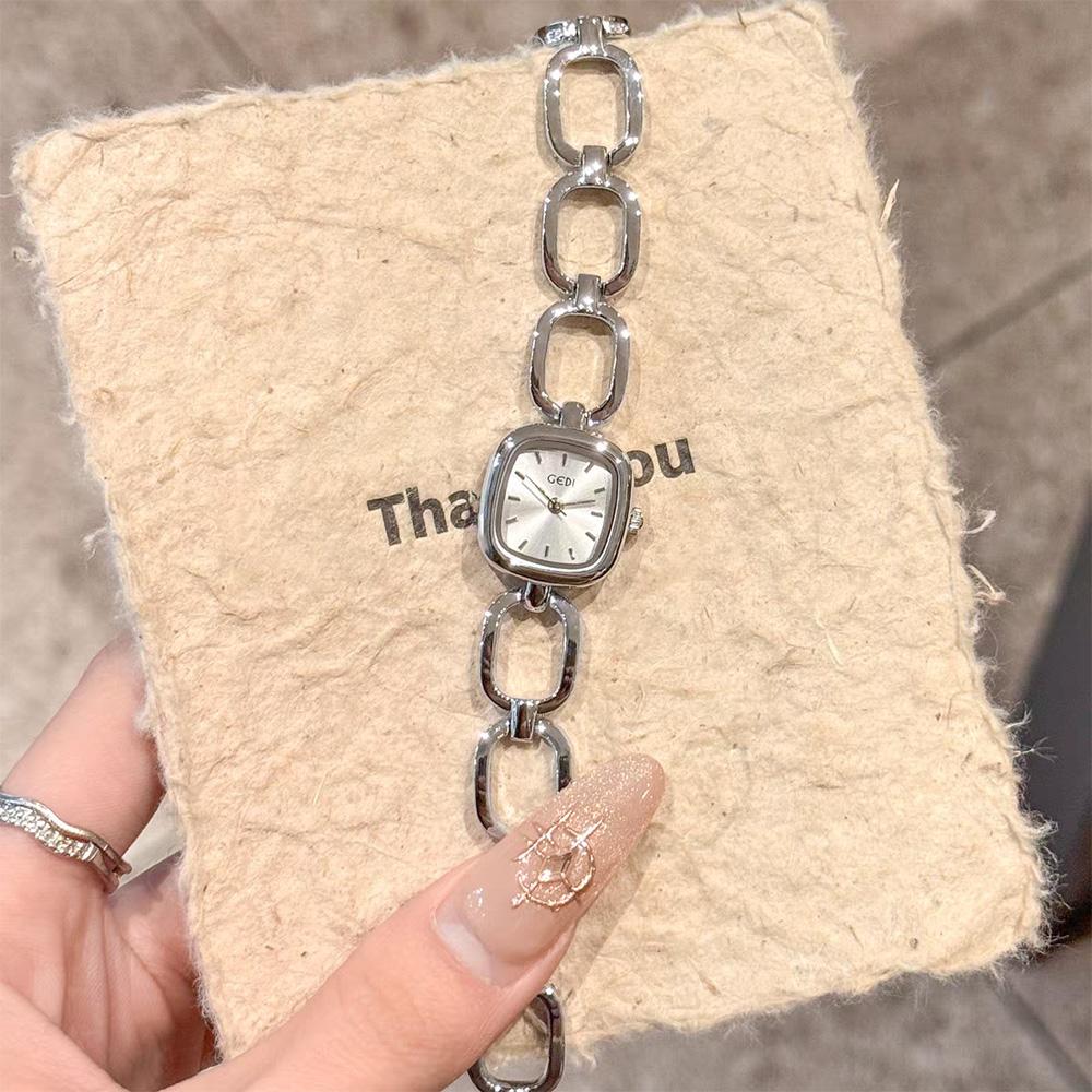 GEDI Light Luxury Fashionable Watches For Woman Gold Square Dial Hollowed Out Bracelet Women's Quartz Wristwatches Clock Gifts
