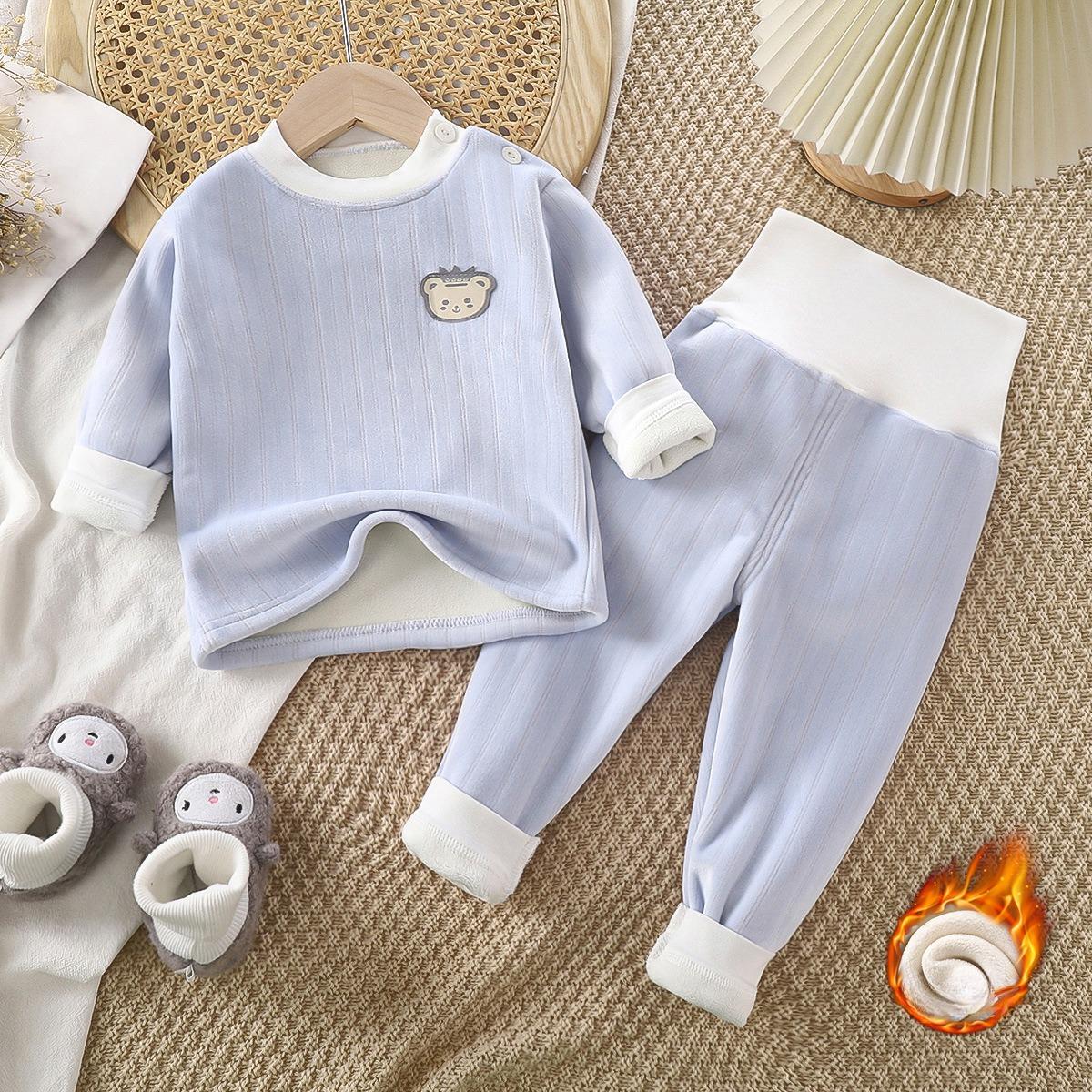 

Детский термокомплект, утолщенная осенне-зимняя одежда для мальчиков и девочек, плюшевая домашняя одежда 120cm