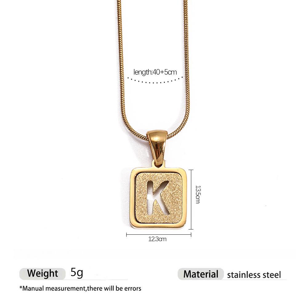 Stainless Steel Electroplated 26-Letter Pendant Necklace with Round Snake Chain
