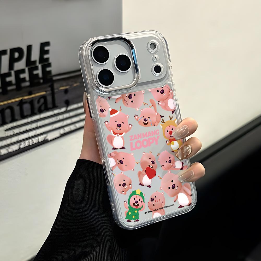 Pink Beaver Loopys Phone Case for Apple iPhone 17 Air 16 16e 15 14 13 12 11 Pro Max X Xs XR 8 Plus Luxury Clear Cover