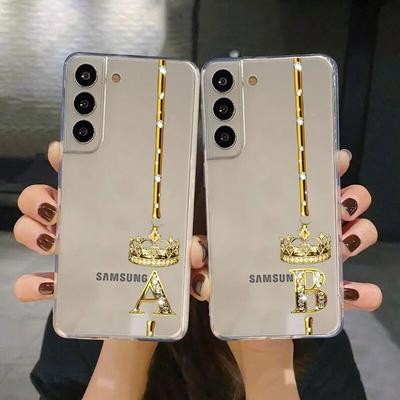 Clear Case Voor Samsung Galaxy S22 S20 FE S21 S23 S10 S9 Plus Note 20 Ultra 10 Lite 9 TPU Telefoon Shell Rose Goud 26 Letters ABC