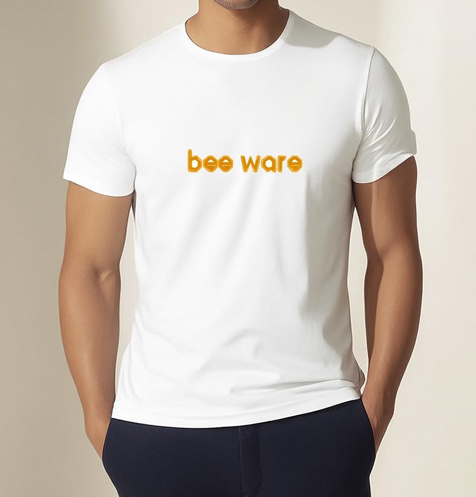 Bee Ware Honeycomb Text T-Shirt Cute Minimalist Pun Tee Graphic Tee Unisex Shirt Unisex T-Shirt L