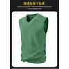 Gilet da uomo moda casual largo tinta unita maglia grossa senza maniche scollo a V