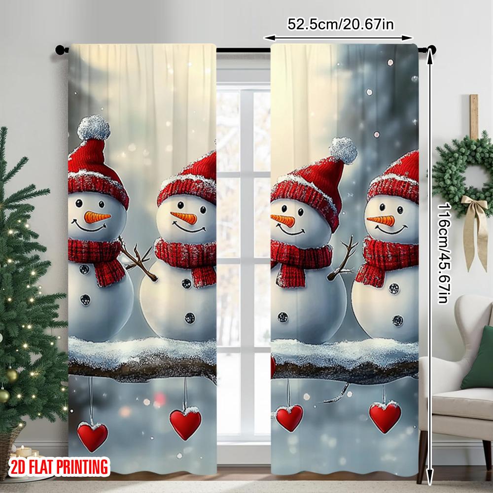 2 szt. płaski nadruk 2D Kurtyna na przyjęcie bożonarodzeniowe Uroczy bałwan Wszechstronna tkanina poliestrowa Bez elektryczności Impreza wiosenna &