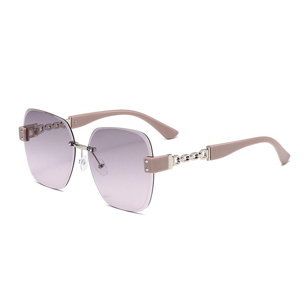 Fashionable Borderless Metal Chain Sunglasses for Women with A Sense of Luxury and Irregular Temperament. New Large Frame Sunglasses