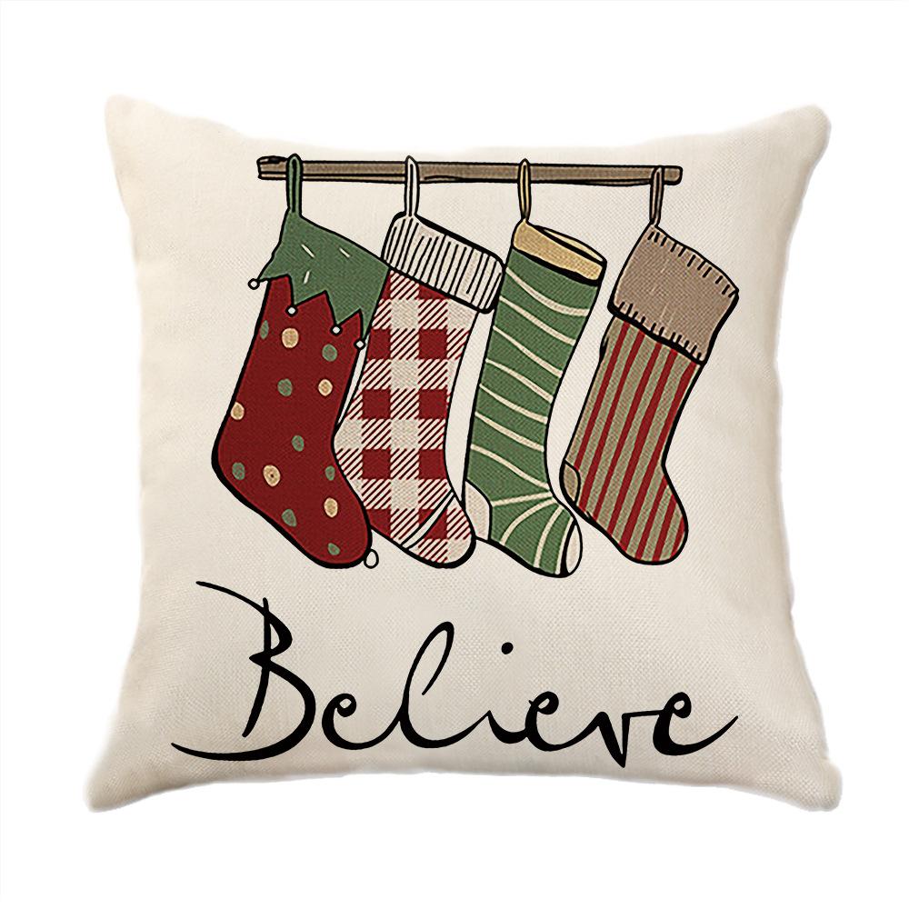 Christmas Theme Printed Sofa Pillow Case Christmas Atmosphere Decoration Bay Window Cushion