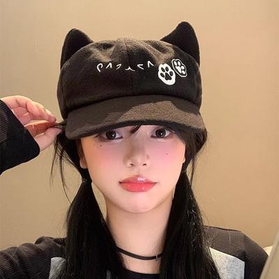 Japanischer Anime Cosplay Katzenohren Baseballkappe Damen Mädchen Verstellbar Lange Schirme Sonnenschirmhut Outdoor Streetwear Hiphop Hut