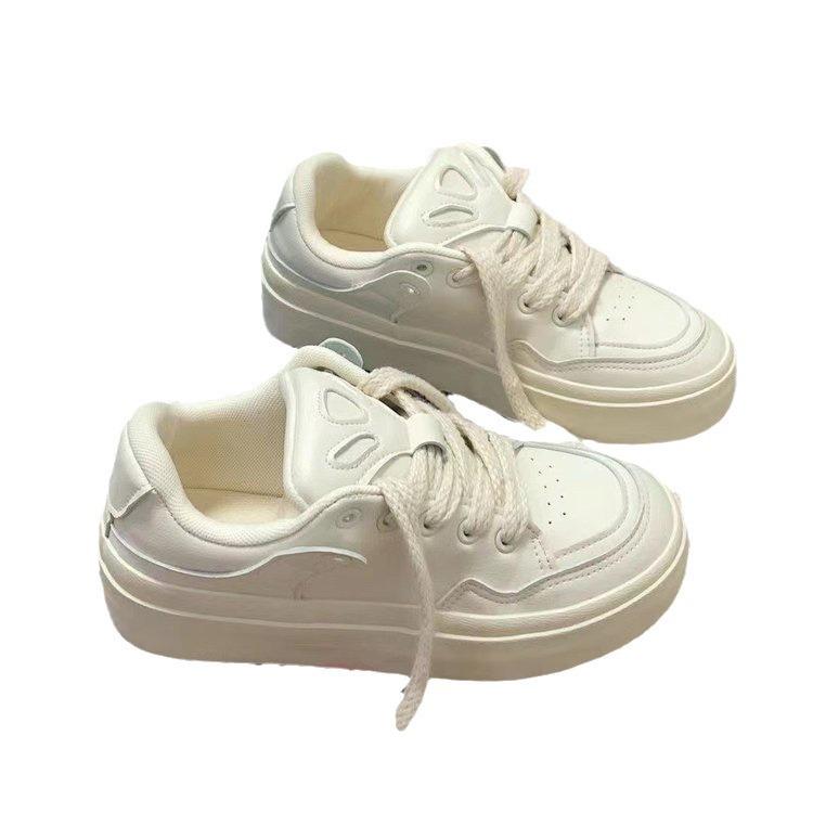 High-value new beige casual platform bread shoes women's fried street skateboard shoes student versatile