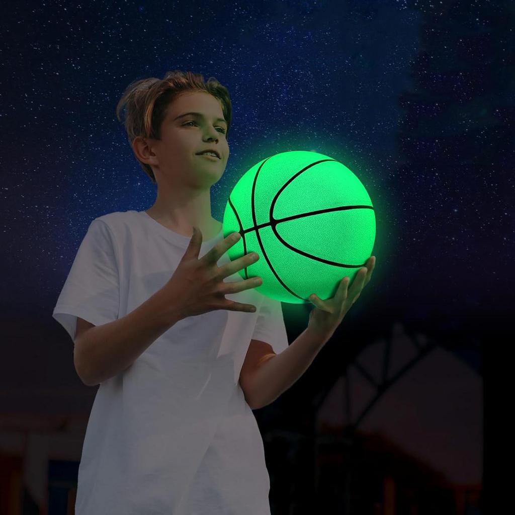 Luminous Blue PVC Basketball - 16/18CM Night Glow Inflatable Fluorescent Toy Ball for Kids