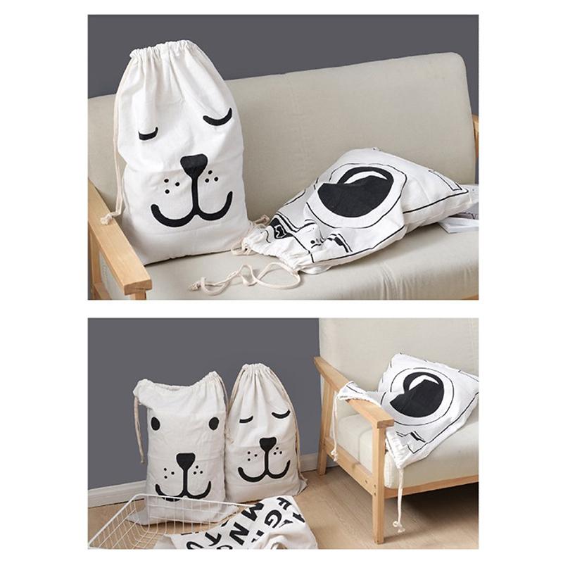 Großer Wäschebeutel aus Baumwolle und Leinen Kleidung Spielzeug Aufbewahrungstasche Druckstoff Kordelzug Seesack Schmutzwäsche Organisatortaschen