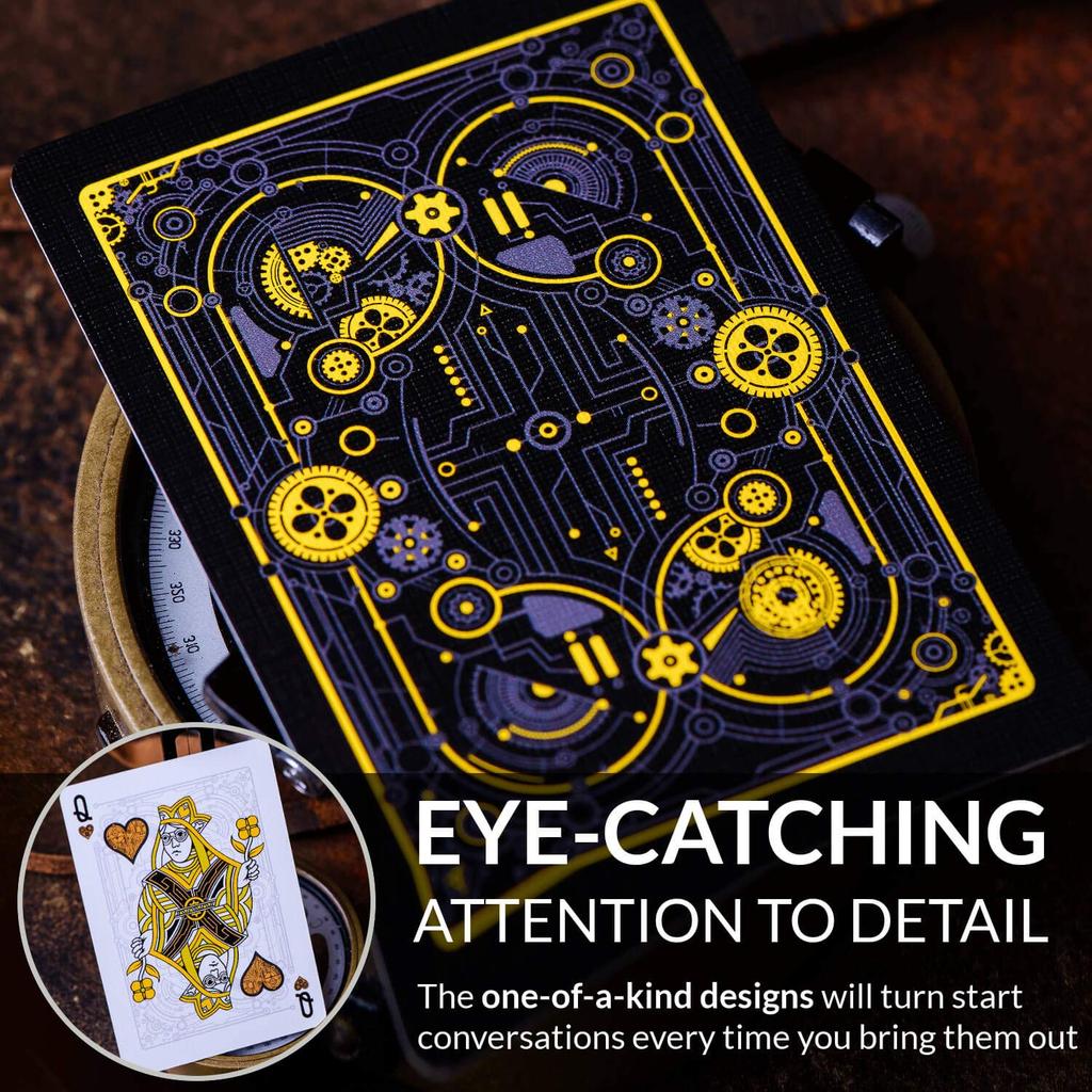 Elephant Playing Cards Cyberpunk Gold Playing Cards Card Distry Deck for Kids Adults Cool Playing Cards with Card Game Poker Cyberpunk Cards & E-Book