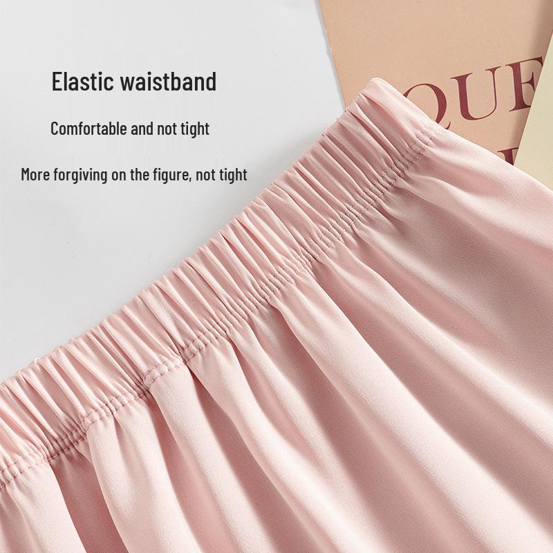 Women's Summer Ice Silk Lace Safety Pants: Anti-Exposure, Loose Fit JK Leggings, Wear Indoors or Outdoors.