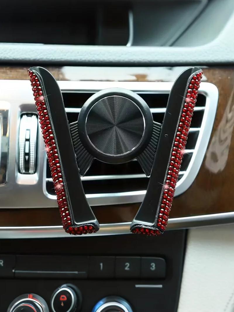 

Rhinestone Car Phone Mount - Cute Dual-Function Air Vent Mount for In-Car Navigation with Rhinestones