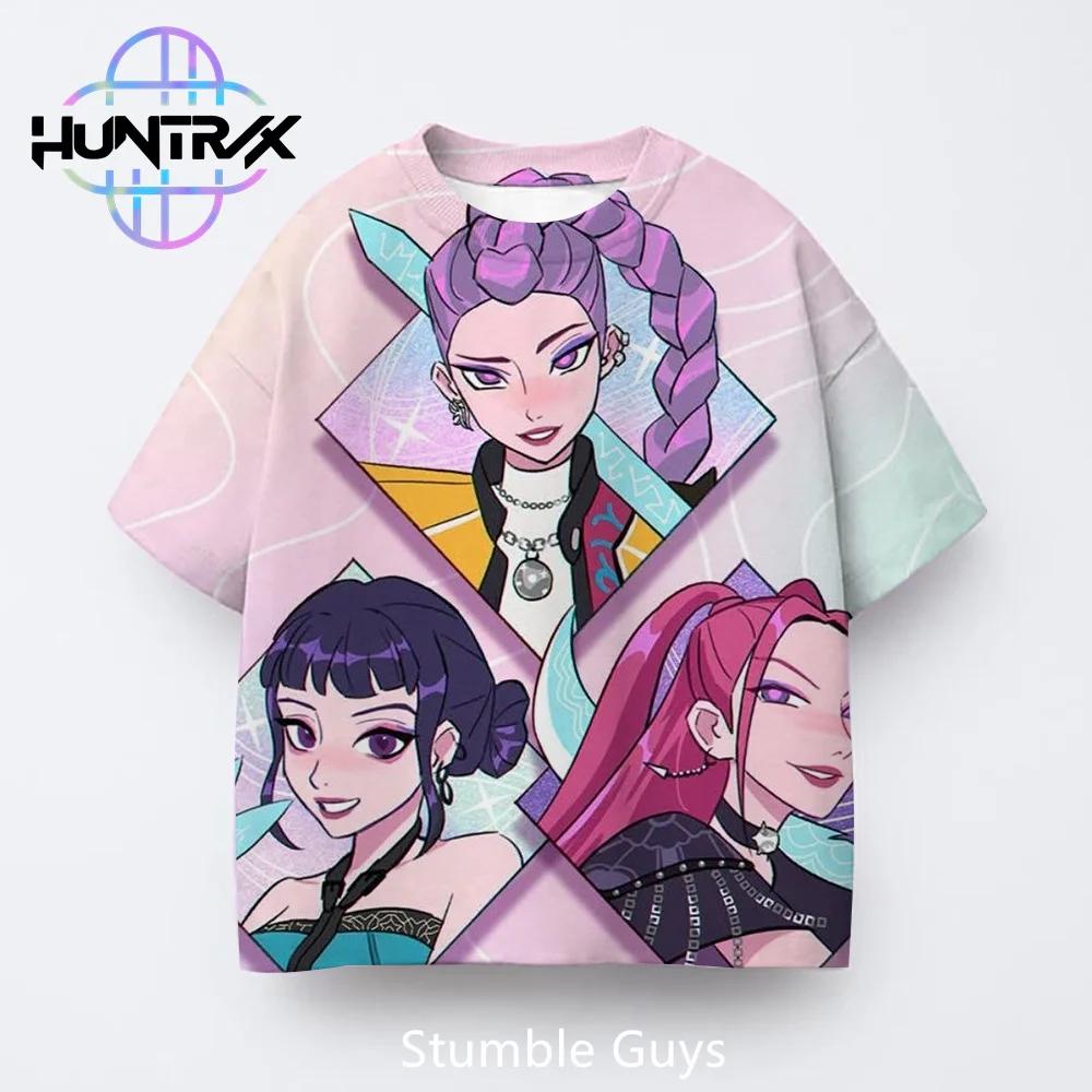 Kpop Demon Hunters Summer Kids 3D Cartton Short Sleeve Casual Fashion Boys Girls T-Shirt Anime Clothes