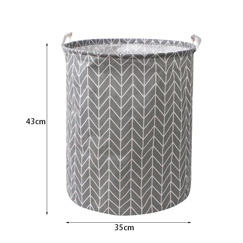 Cotton Linen Dirty Laundry Basket Foldable Round Waterproof Organizer Bucket Clothing Children Toy Large Capacity Storage Home