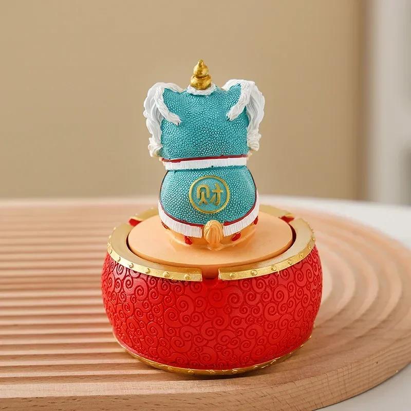 1pc Chinese Style Wealth Attracting Lion Ashtray for Home and Car Décor New Year Decorations Desktop Lucky Feng Shui Ornament