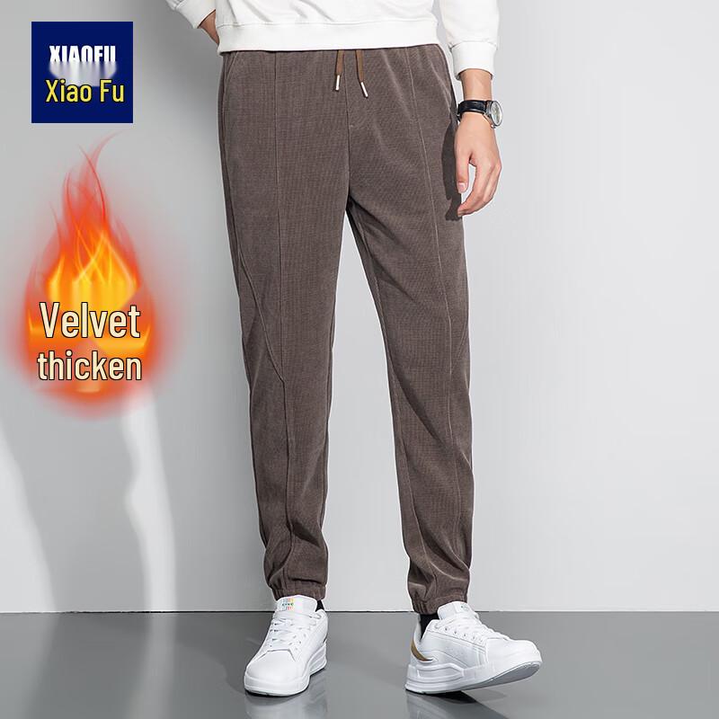 

Xiaofu Men s Fleece-Lined Corduroy Cuffed Casual Pants 2XL