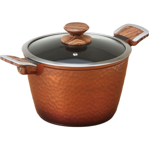 Taniguchi Metal Hammered Forged Pot, 22cm, Induction and Gas Compatible, PFOS and PFOA Free