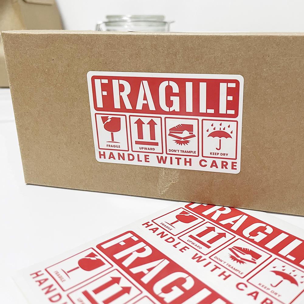 Superior-Grade 50Pcs First-Class Red High-Standard Fragile Top-Grade Reminder High-Standard Warning First-Class Stickers First-Class 8X5Cm