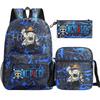 Anime ONE PICEC Backpack Monkey D Luffy Capacity Casual Student SchoolBag 3pcs Lightweight Women Men Travel Casual Mochilas