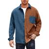 Mens Shacket Patchwork Long Sleeve Button Down Corduroy Shirts For Men