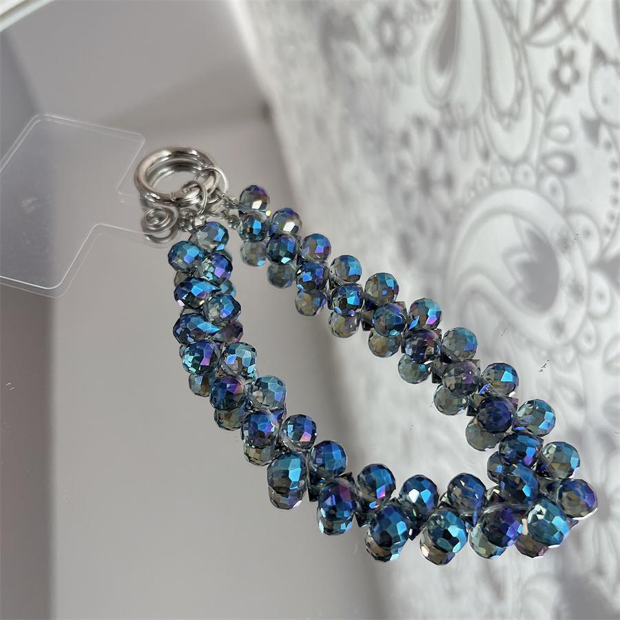 Luxury Glitter Crystal Beads Hand Wrist Strap Chain Lanyard Anti-lost Phone Charm Ornament Keychain Universal 12cm iPhone Redmi