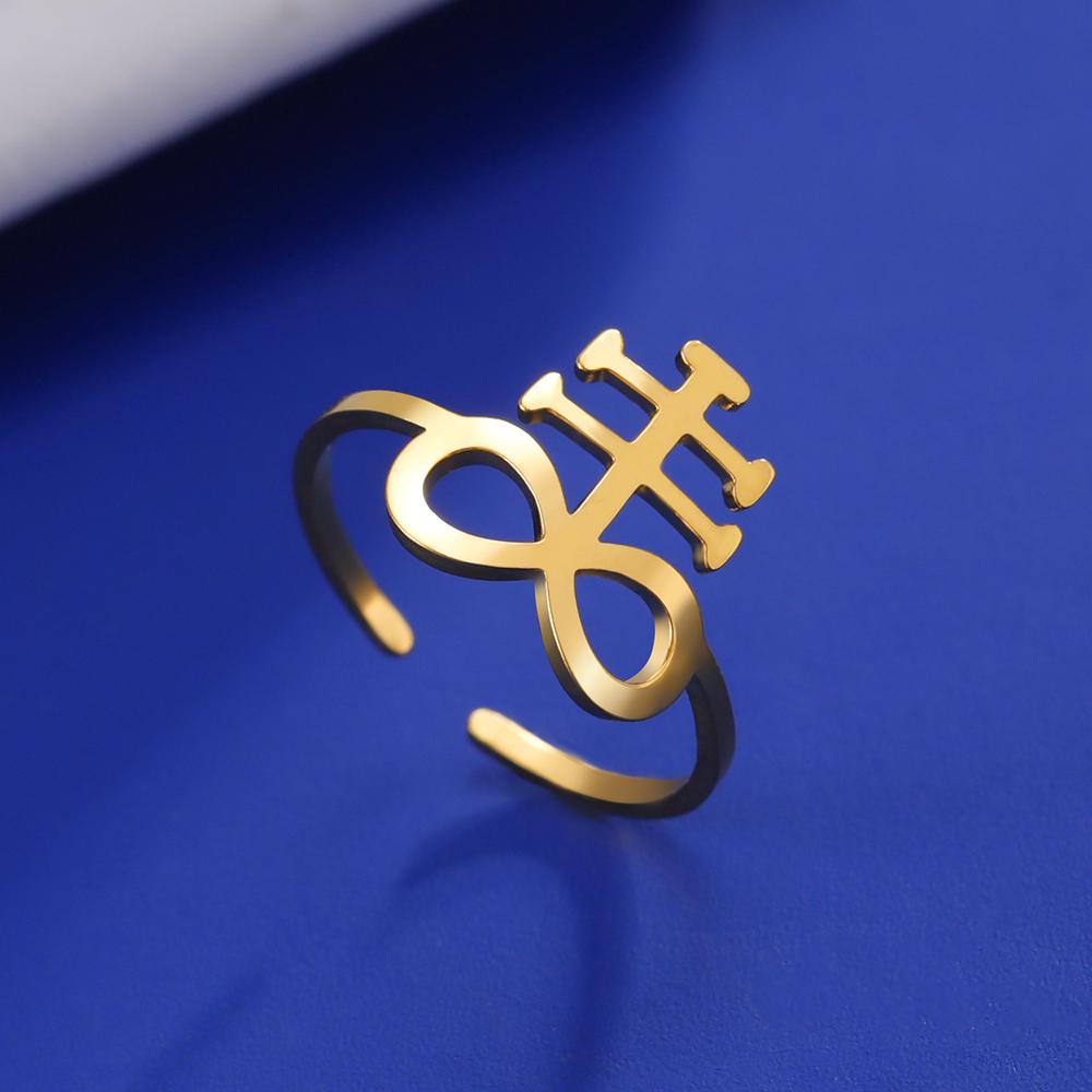 Dawapara Vintage Leviathan Cross Adjustable Ring Stainless Steel Unisex Rings Protection Symbol Gothic Jewelry Anniversary Gift