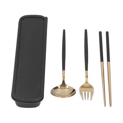 Ensemble d'ustensiles de voyage en acier inoxydable 3 pièces/ensemble Portable Ensemble de couverts Baguettes Cuillère Fourchette pour extérieur