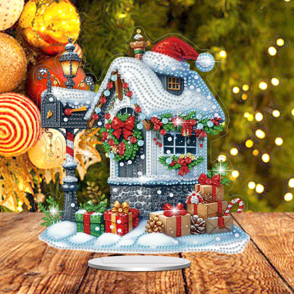 Christmas Acrylic Diamond Painting Napkin Rack DIY 5D Diamond Art Painting Paper Towel Holder Kit Home Desktop Decoration Craft