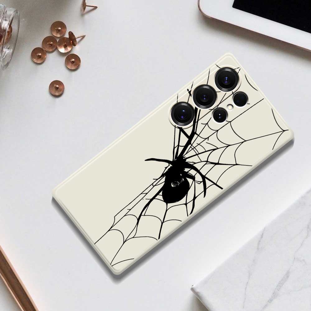 For Samsung Galaxy S25 Ultra Case Spider Pattern Printing Straight Edge TPU Phone Back Cover