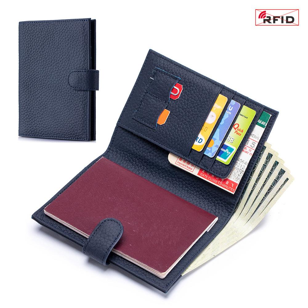 Genuine Leather Ultra-Thin RFID Blocking Passport Holder Wallet - All-in-One Travel Organizer for Women (New Style)