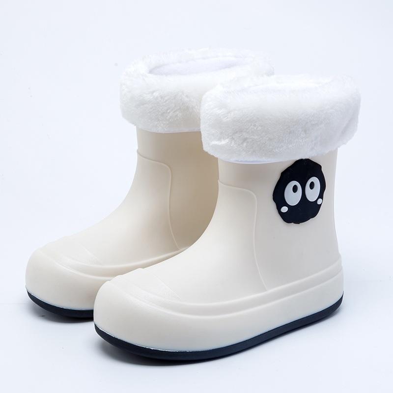Japanese cute children's parent-child rain shoes women's students middle and older children's non-slip soft-soled rain boots velvet super soft waterp