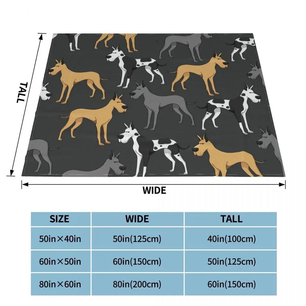 Great Dane Plaid Cartoon Blanket Flannel All Season Animal Dog Multifunction Soft Throw Blankets for Bed Travel Bedding Throws