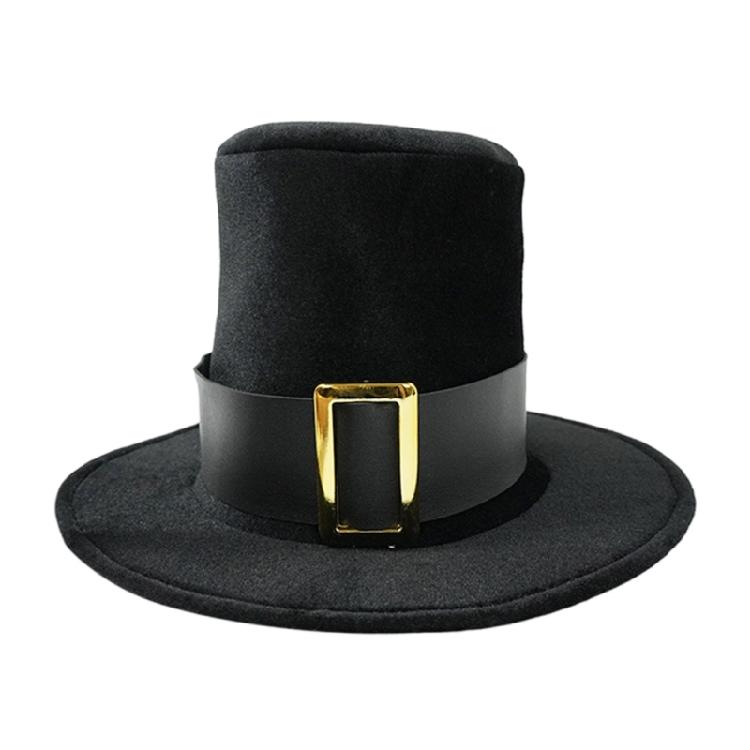 

Classical Black Top Hat with Ribbon Band for Lion Tamer Themed Parties Costume Accessories Headwear Stage Props Fedoras
