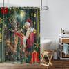 1pc Merry Christmas Print Waterproof Shower Partition Curtain Multi Size Privacy Protection with 12 Hooks Easy Installation
