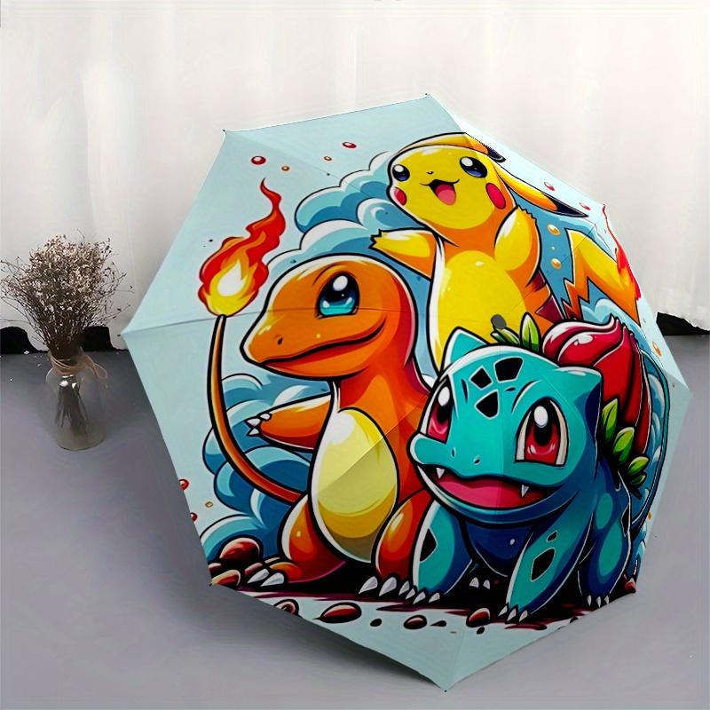 1 Stück Pokémon Automatischer Faltregenschirm - 3-fach faltbar, Lebhaftes Cartoon-Muster, Geeignet für Outdoor-Aktivitäten, Ein Geschenk für Fans zu jeder Jahreszeit