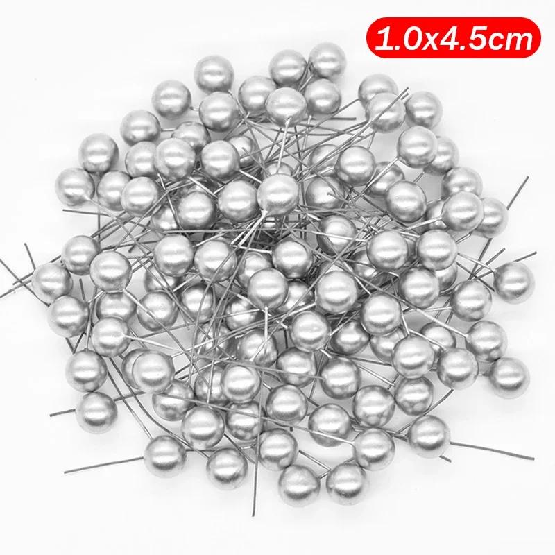 500/50pcs Mini Artificial Red Berries DIY Floral Wreath Ornament Fake Berry Cherry Stamen Christmas New Year Party Home Decor