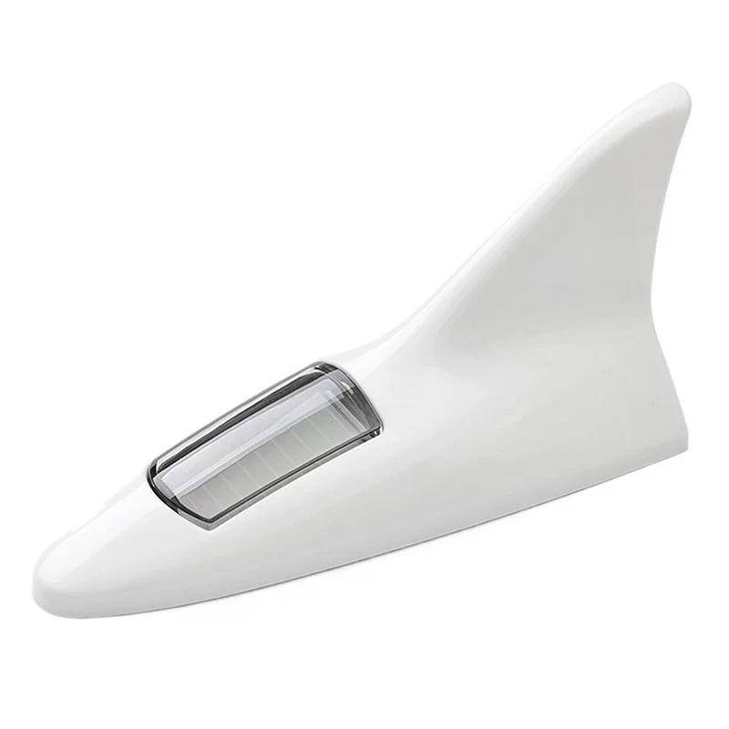 Universal Solar LED Light Car Shark Fin Antenna Roof Tail Modified Light Belt Antenna Driving Safety Warning Light Car Supplies High Quality