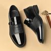 Fashion Italian Buckle Loafers Man Slip On Dress Shoes Stylish Leather Casual Shoes Elegantes Male Business Shoes Leisure Walk Footwear