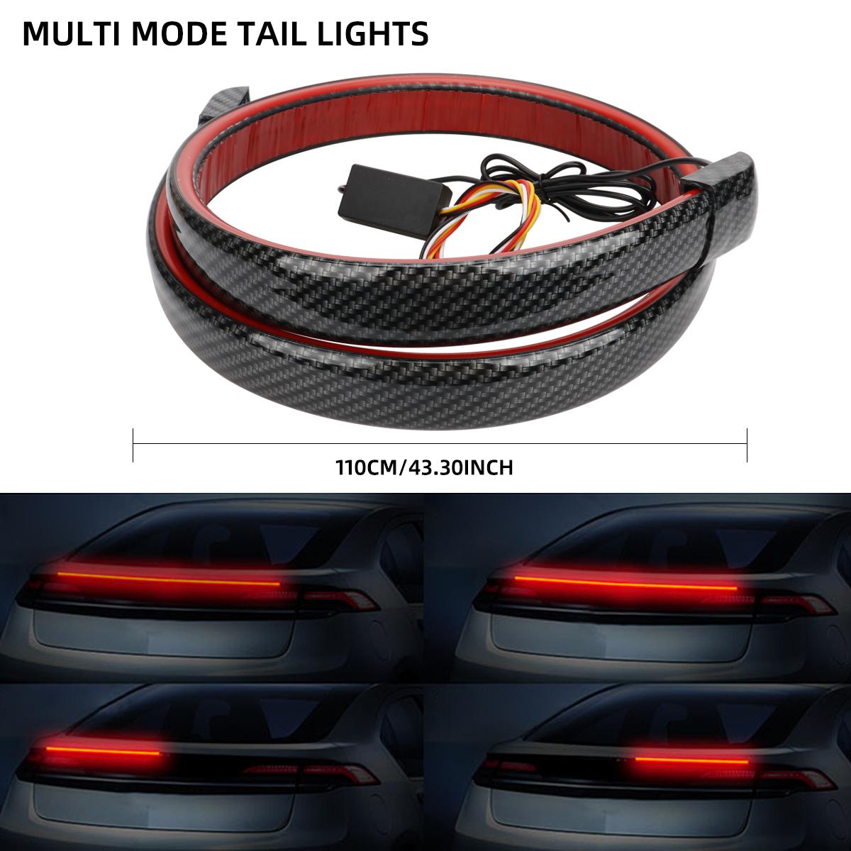 

1PCS Carbon Fiber 110CM 120CM LED Strip Light Turn Signal Brake Rear Tail Lights Driving DRL Tail Lamp Universal 12V