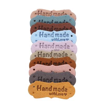 20PCS Arts Sewing Accessories PU Leather Label Hand Made With Love Clothes Tags Garment Labels