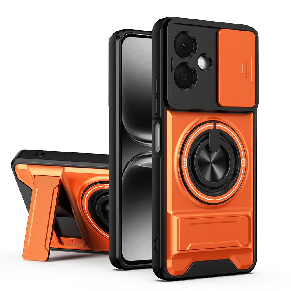 KEYSION Magnetic Phone Case for TECNO Spark Go 2 Slide Camera Protection Upright Kickstand Shockproof Cover for Infinix Smart 10