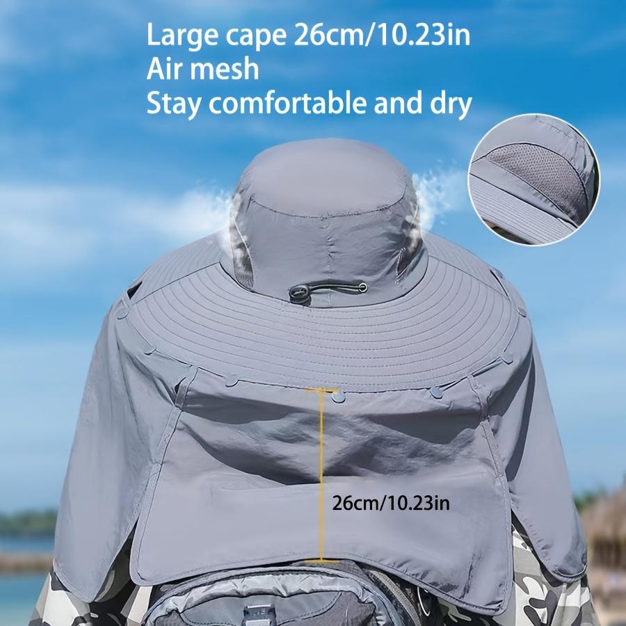 Outdoor Sun Hat Breathable Anti-UV Neck Protection Face Cover Fishing Cap Wide Brim Removable Sunshade Hiking Camping Hat