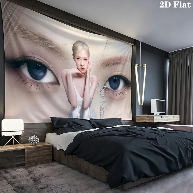 Blackpink Custom Name Wall Tapestry Aesthetic Wall Hanging Printed Fabric Blanket Decorative Tapestries for Bedroom Living Room Home Decor