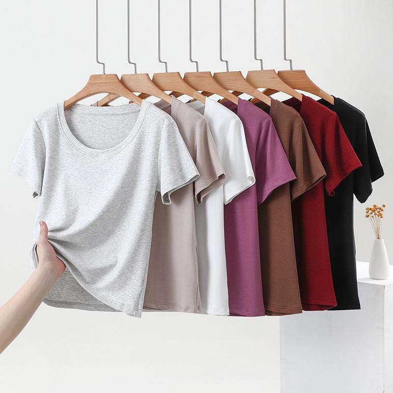 

2025 Women s Short-Sleeve White U-Neck T-Shirt: Versatile Spring/Summer Casual Top M