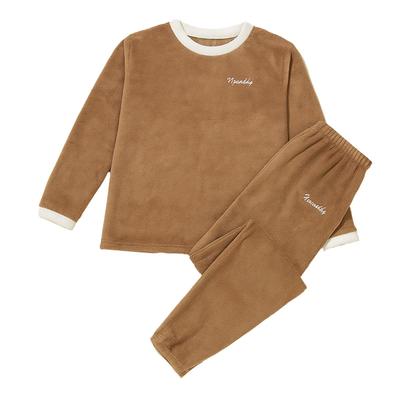 ROKUA Winter Flauschiges Ober- und Unterteil Set mit Gerippten Warm und Kalt Lang Einheitsgröße Kostenlos Damen Pyjama, Kragen, Wetter, Ärmel, Loungewear, (JP,